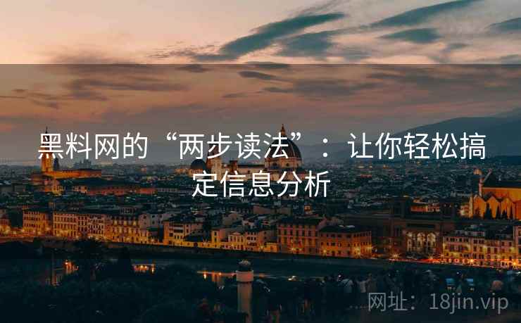 黑料网的“两步读法”：让你轻松搞定信息分析